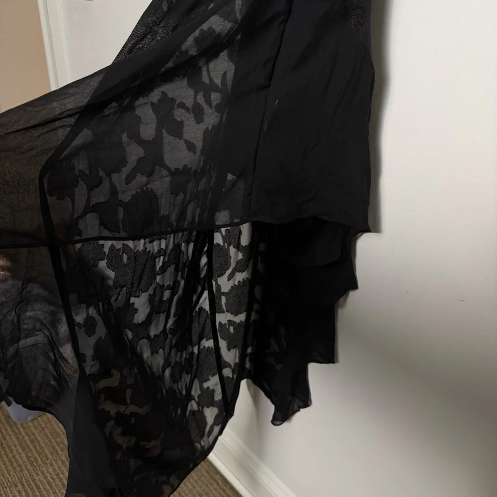 Urban Outfitters Tierra Chiffon Cowl Neck Asymmetrical Midi Black Dress Y2K M - Picture 11 of 15